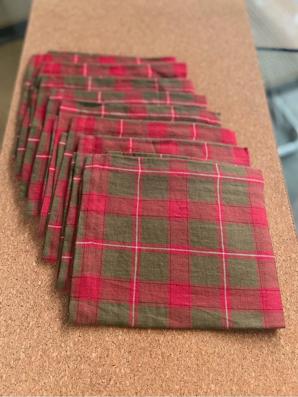 Libeco St. Giles Tartan Plaid Linen Napkins Set of 8 NWOT Belgian